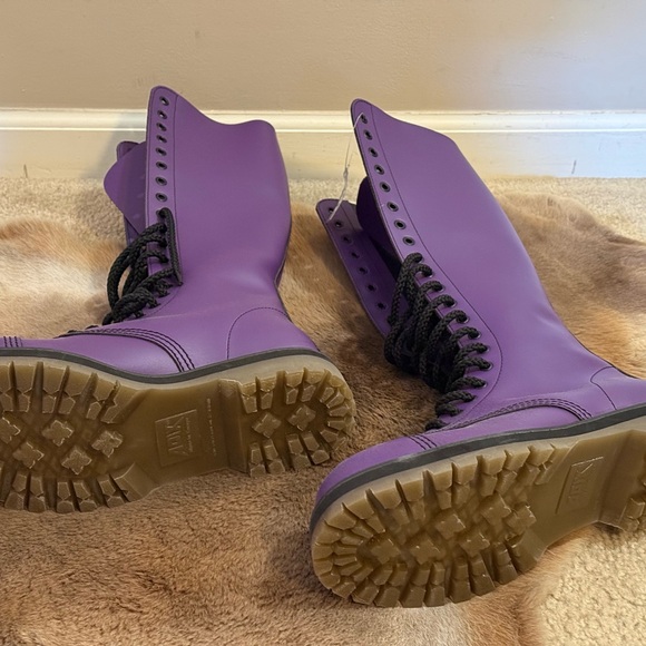 ADIX Knee High Purple Lace-Up Combat Boots - Picture 3 of 4